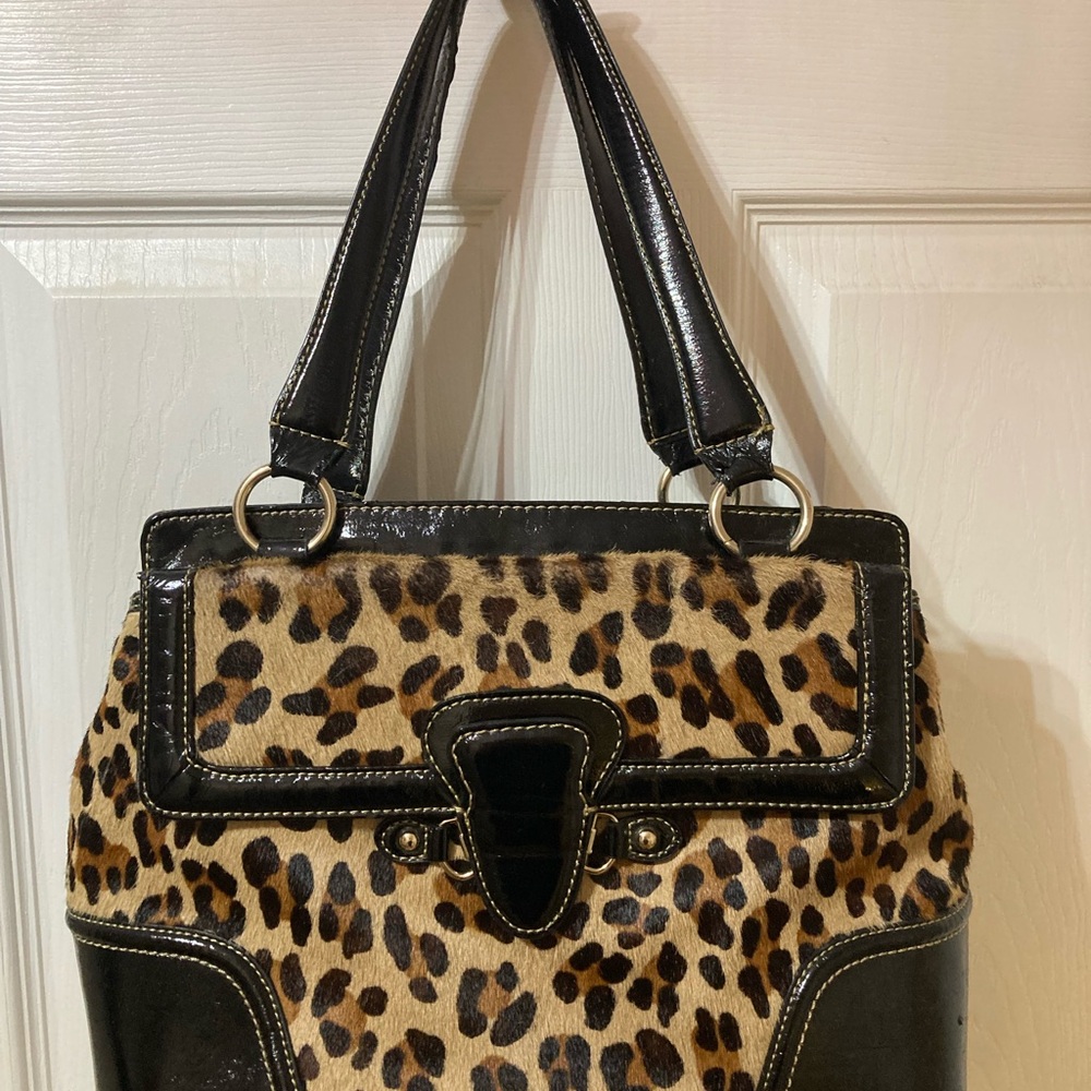 Talbots Leopard Print Shoulder Bag with Black Accents